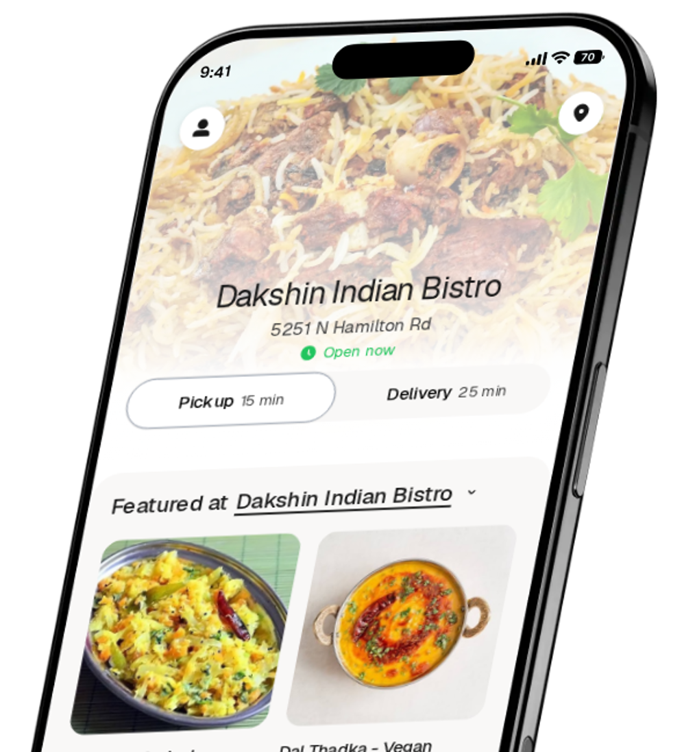 Dakshin Indian Bistro app preview